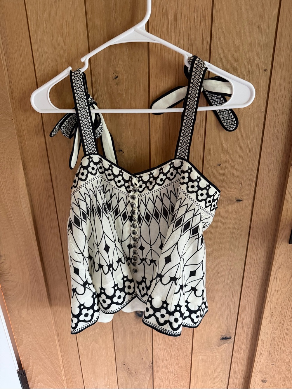 Black & White Patterned Tie-Strap Tank Top